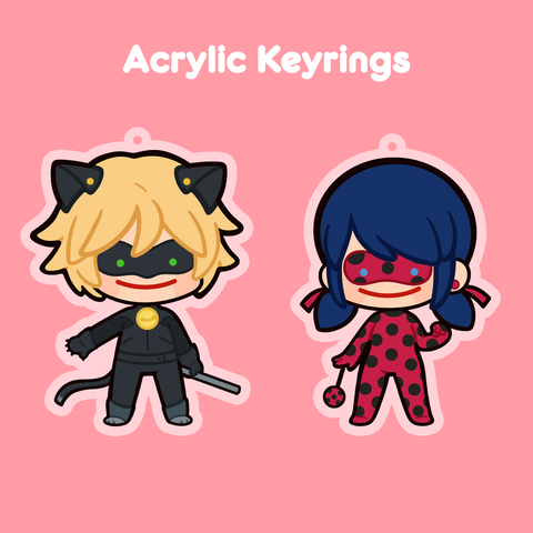 Ladybug & Cat Noir Keychains